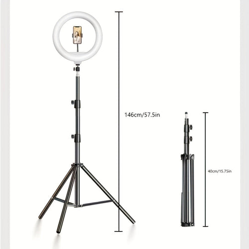 LED kruhové světlo o průměru 26 cm — nastavitelný stativ s výškou 146 cm