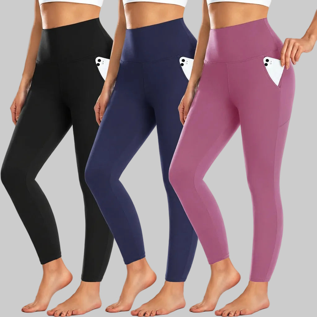 Winter High Waist Leggings — Abdominal Support, Side Pockets