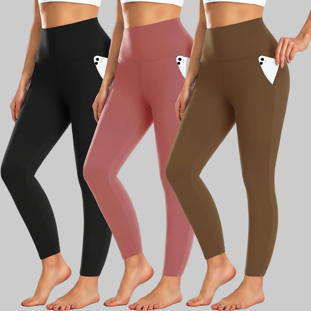 Winter High Waist Leggings — Abdominal Support, Side Pockets