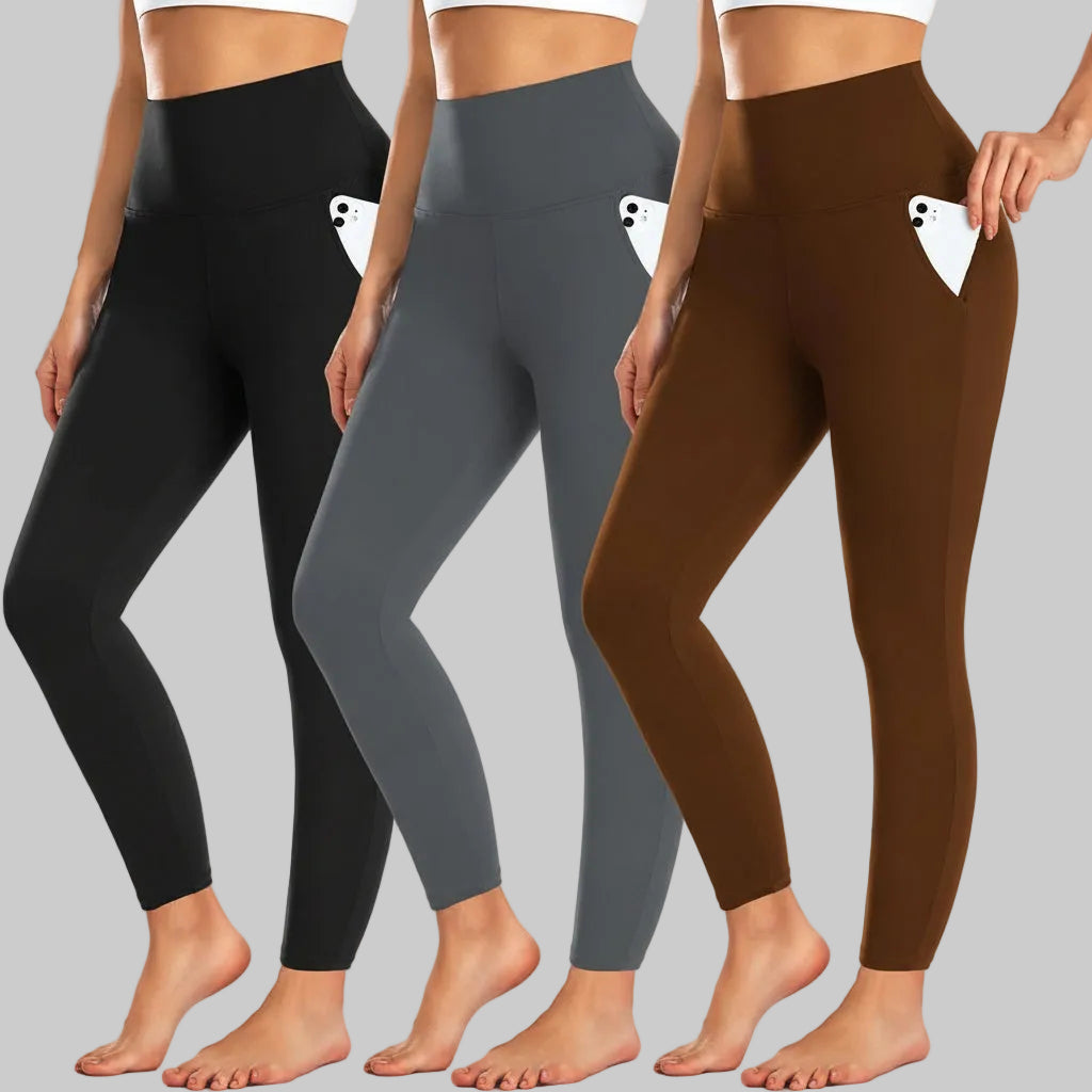 Winter High Waist Leggings — Abdominal Support, Side Pockets