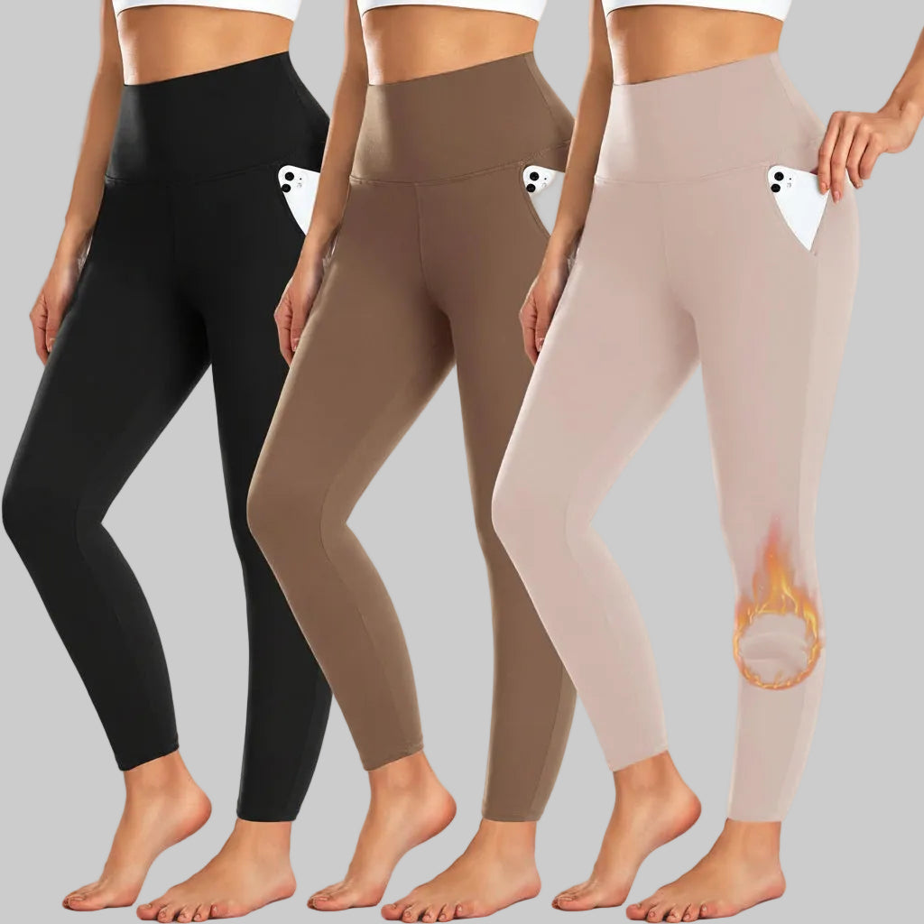 Winter High Waist Leggings — Abdominal Support, Side Pockets
