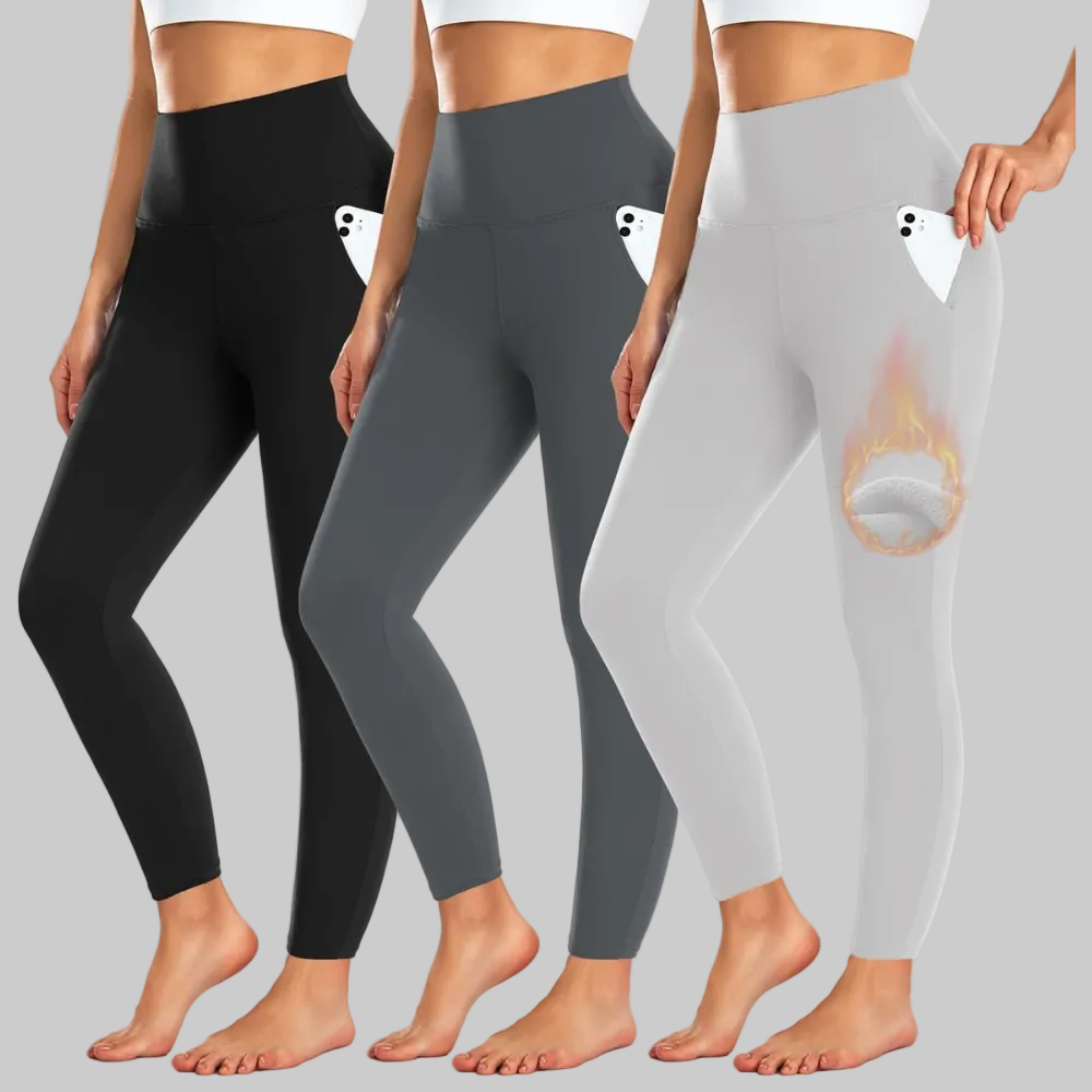 Winter High Waist Leggings — Abdominal Support, Side Pockets