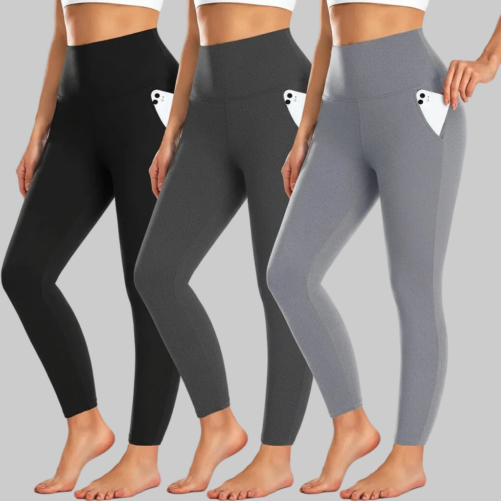 Winter High Waist Leggings — Abdominal Support, Side Pockets