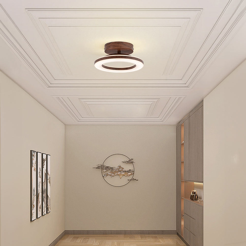 Okrągła lampa sufitowa LED — przezroczysty akrylowy dyfuzor, żelazna rama, smukły profil