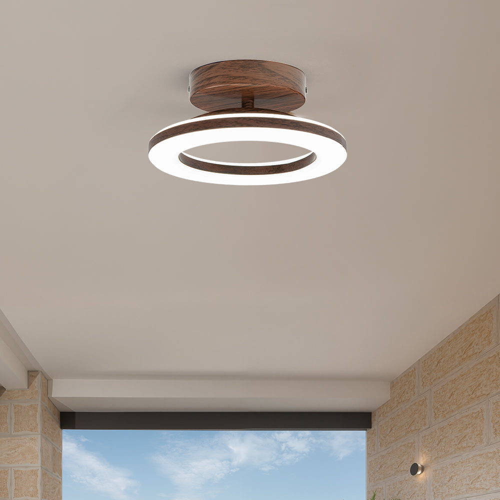 Okrągła lampa sufitowa LED — przezroczysty akrylowy dyfuzor, żelazna rama, smukły profil