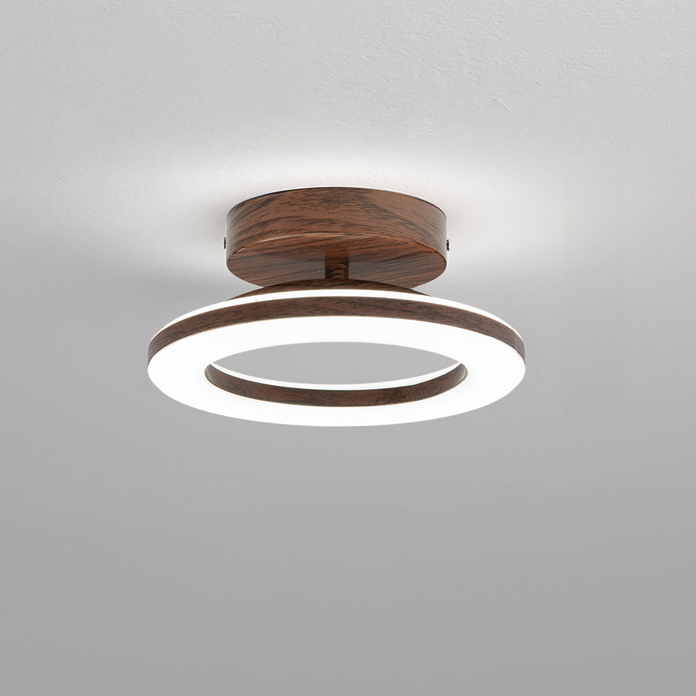 Okrągła lampa sufitowa LED — przezroczysty akrylowy dyfuzor, żelazna rama, smukły profil