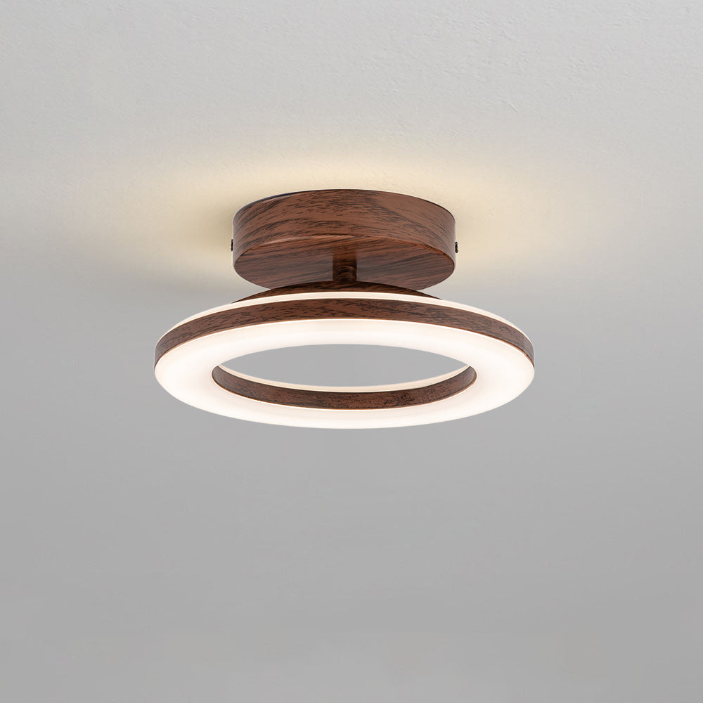 Okrągła lampa sufitowa LED — przezroczysty akrylowy dyfuzor, żelazna rama, smukły profil