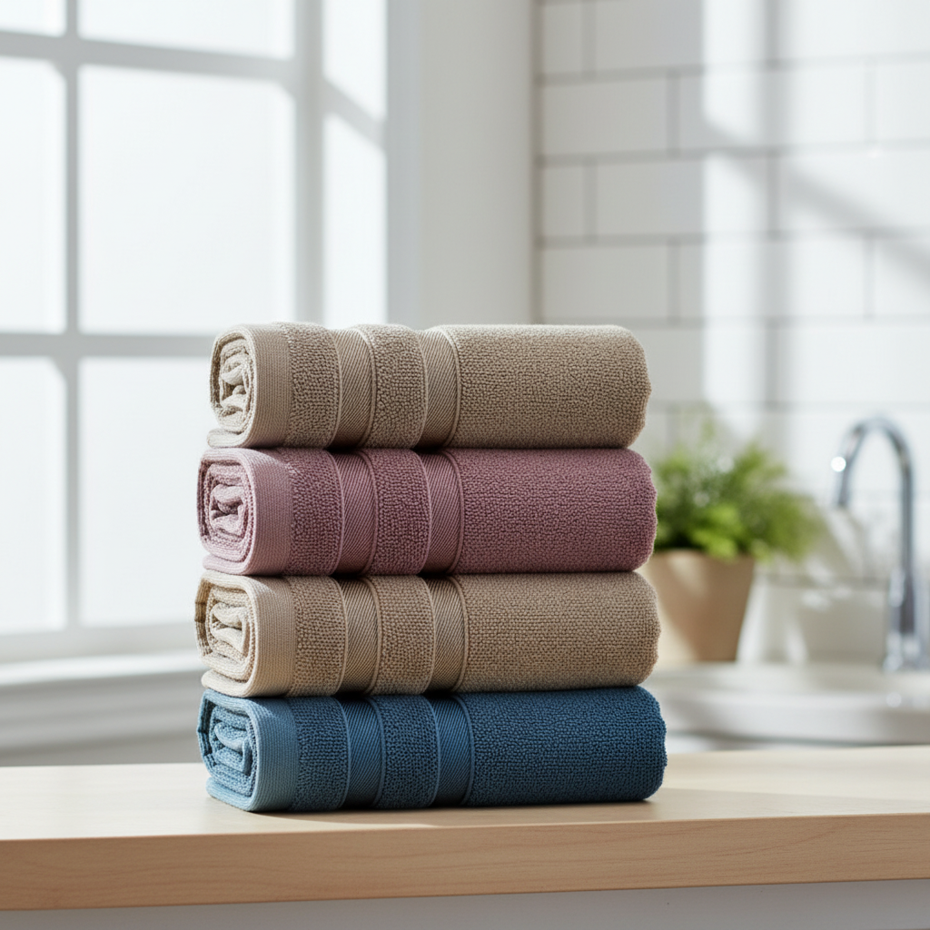 طقم FineTowel مستطيل من 5 قطع للمناشف — مجموعة منسوجات ناعمة
