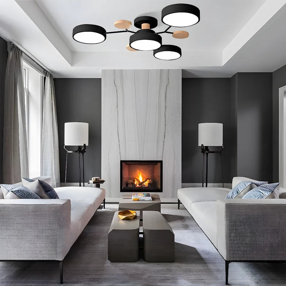 Moderne LED-loftslampe - cirkulært halvrundt design