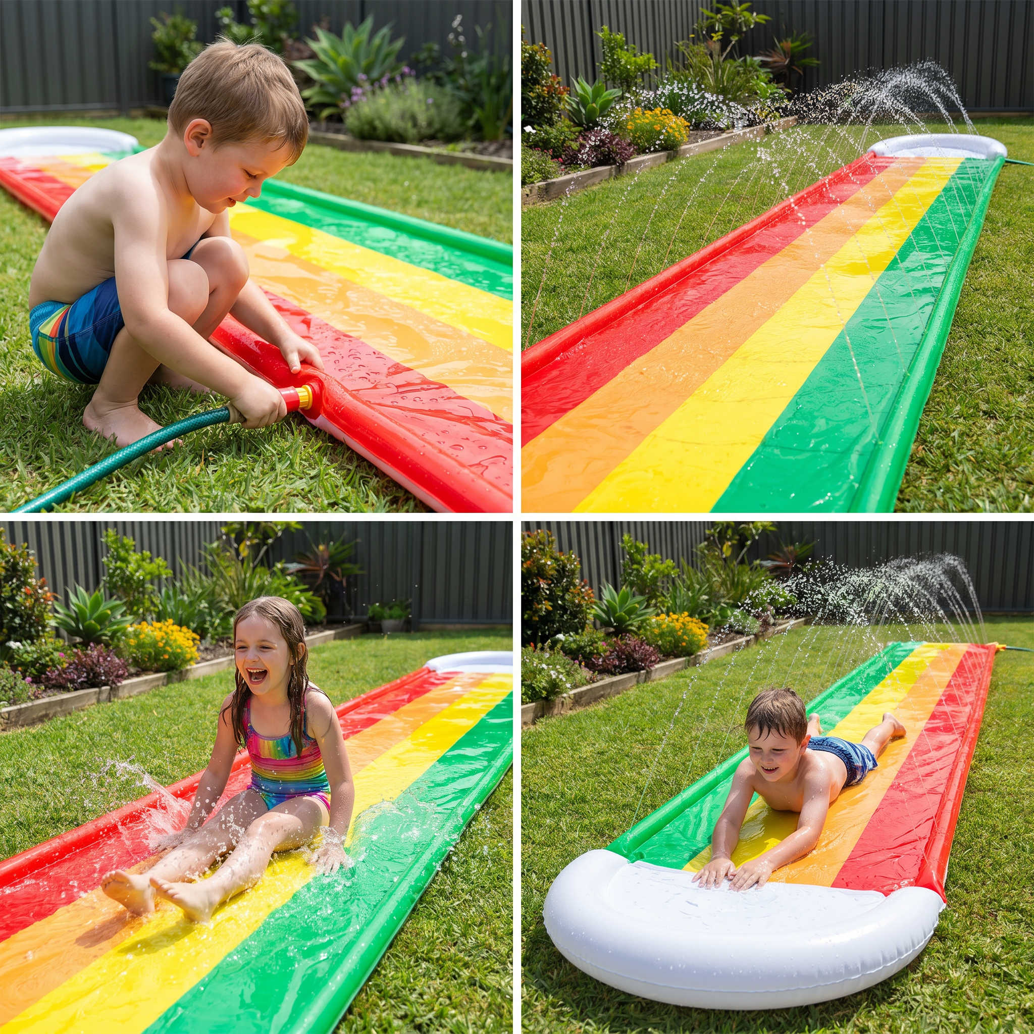 Large Inflatable Water Slide Outdoor Racing Climb Splash | Meowbutter