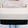 Large Rectangular Rope Laundry Basket — Dual Side Handles