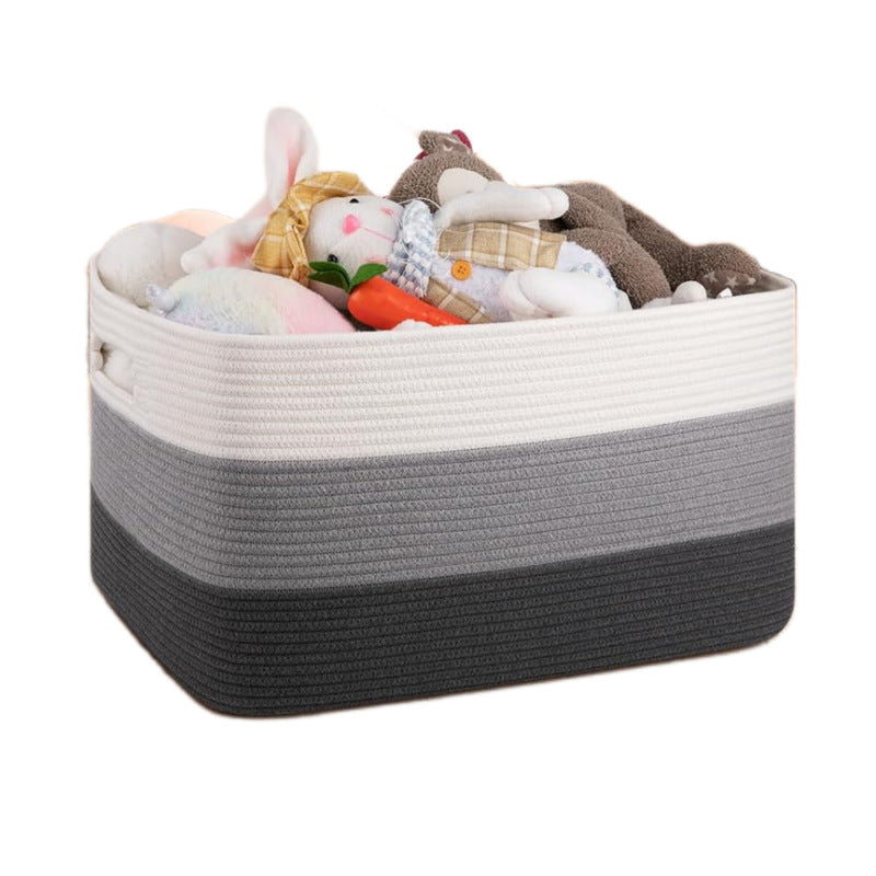 Large Rectangular Rope Laundry Basket — Dual Side Handles