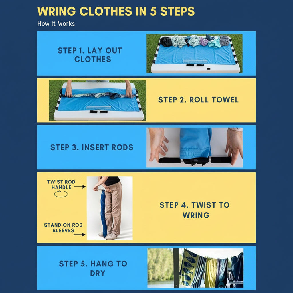 Torcedor manual portátil de roupa — mecanismo de manivela