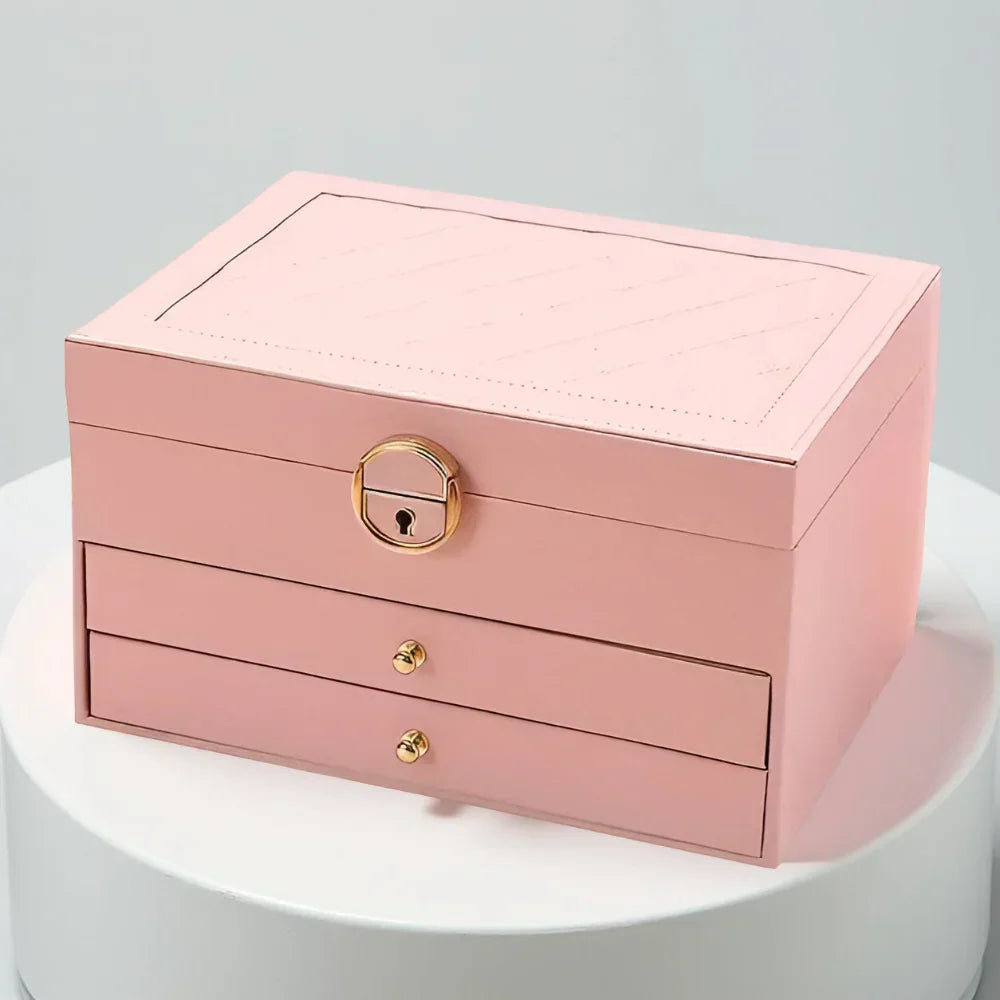 Organizator de bijuterii din piele, cu niveluri — Cutie de prezentare cu exterior texturat