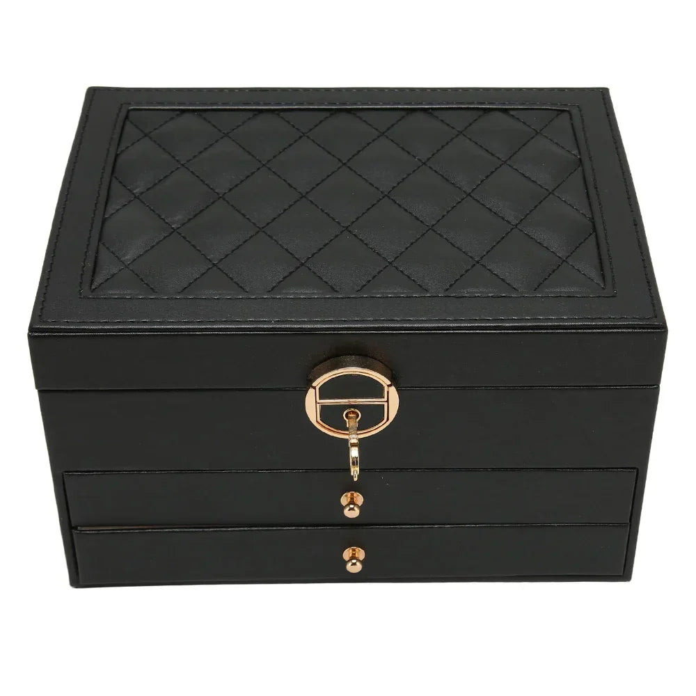 Organizator de bijuterii din piele, cu niveluri — Cutie de prezentare cu exterior texturat