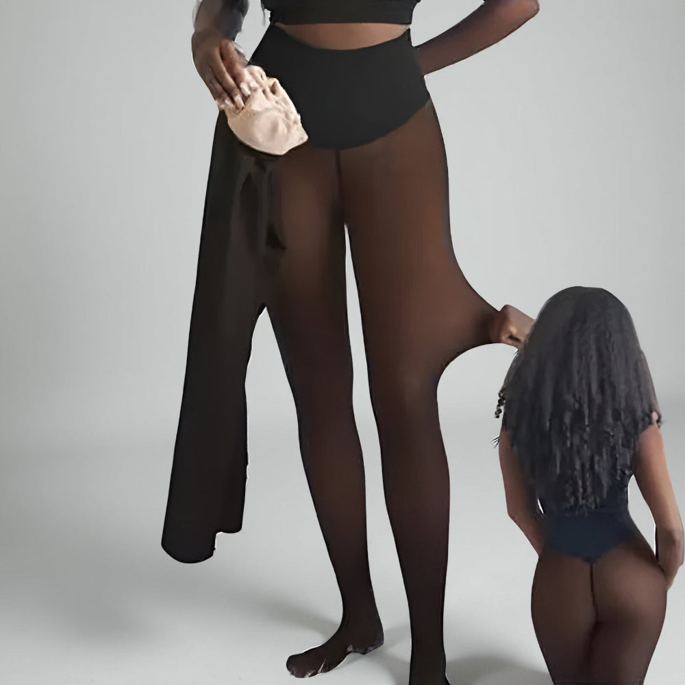 Leggings termici a effetto trasparente con fodera invernale | Meowbutter