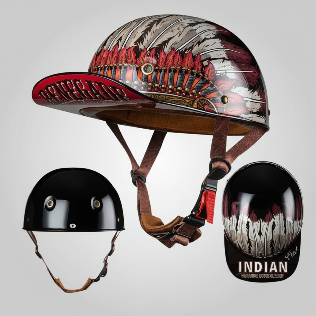 Casque de moto rétro profil baseball couvrant la moitié du visage
