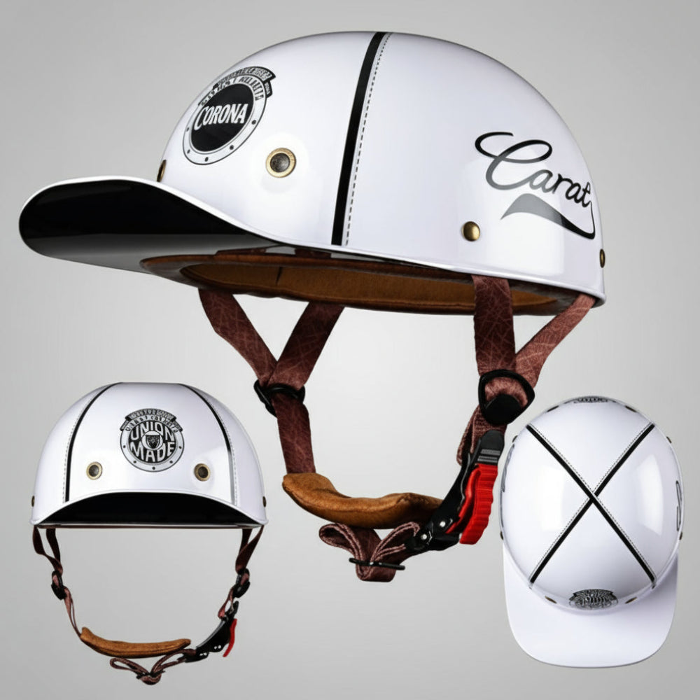 Casque de moto rétro profil baseball couvrant la moitié du visage