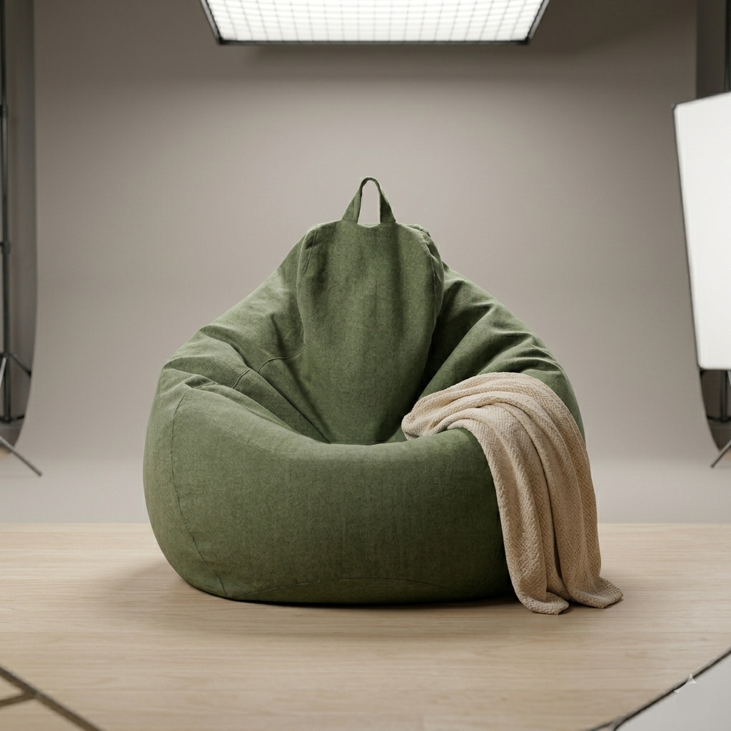 Removable Linen-Look Slipcover for Unfilled Bean Bag Floor Lounger