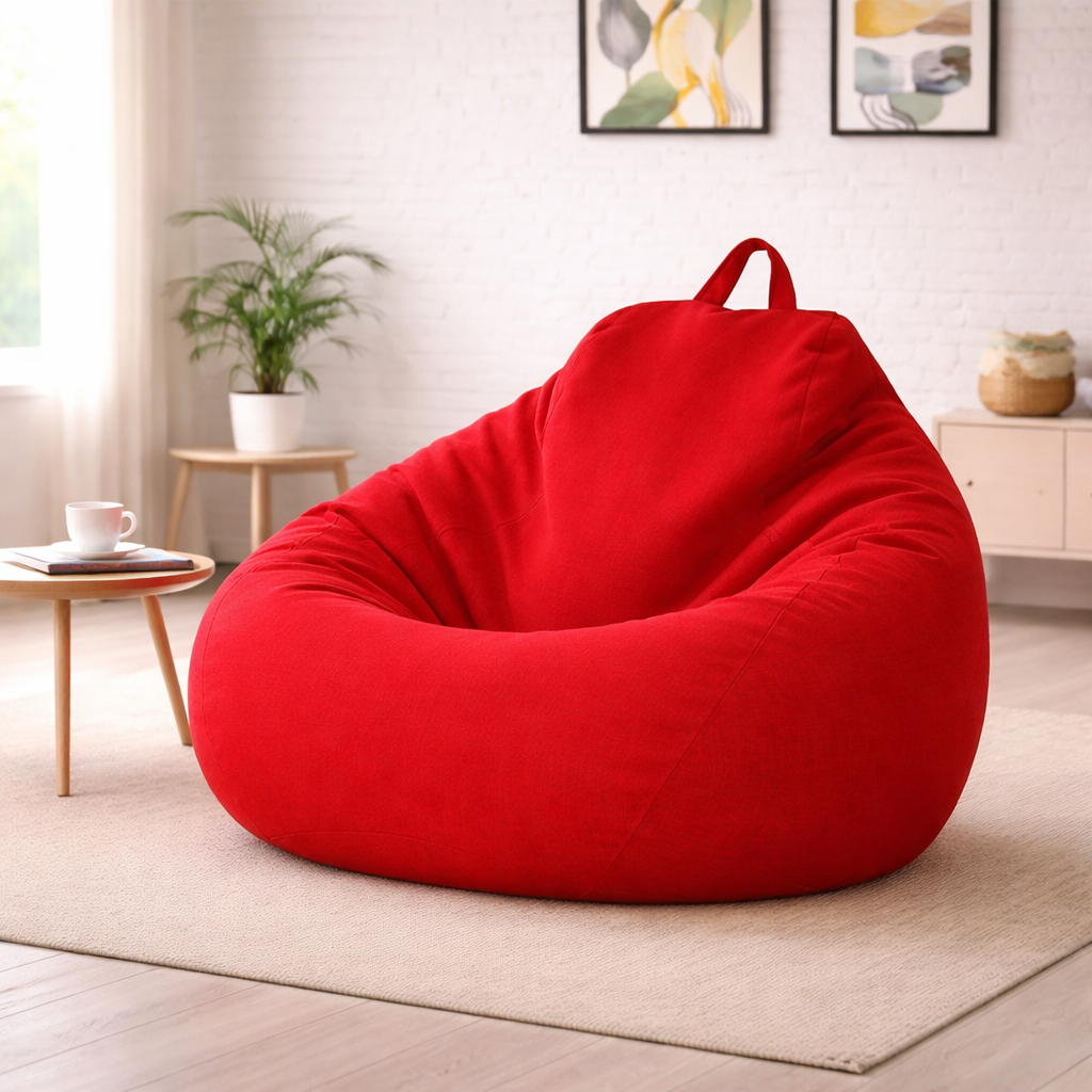 Removable Linen-Look Slipcover for Unfilled Bean Bag Floor Lounger