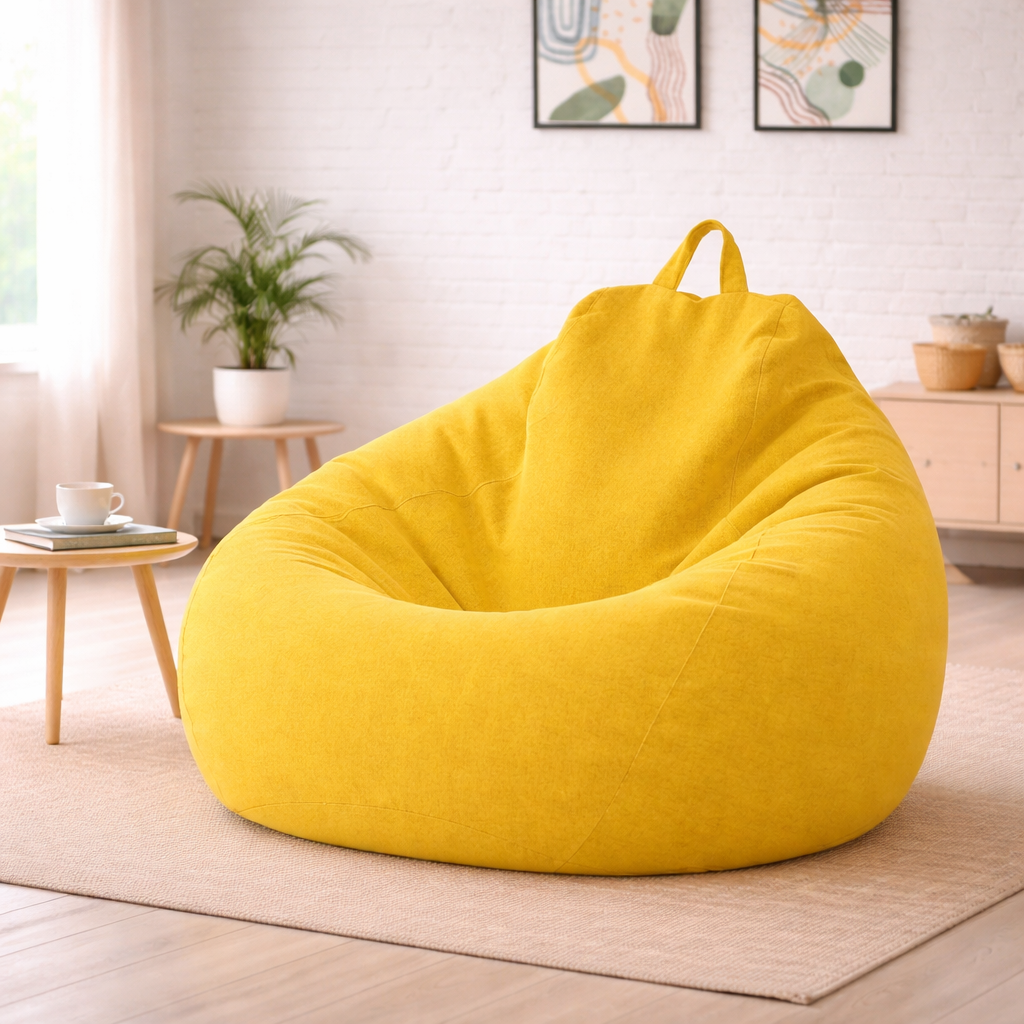 Removable Linen-Look Slipcover for Unfilled Bean Bag Floor Lounger