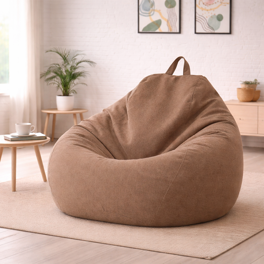 Removable Linen-Look Slipcover for Unfilled Bean Bag Floor Lounger