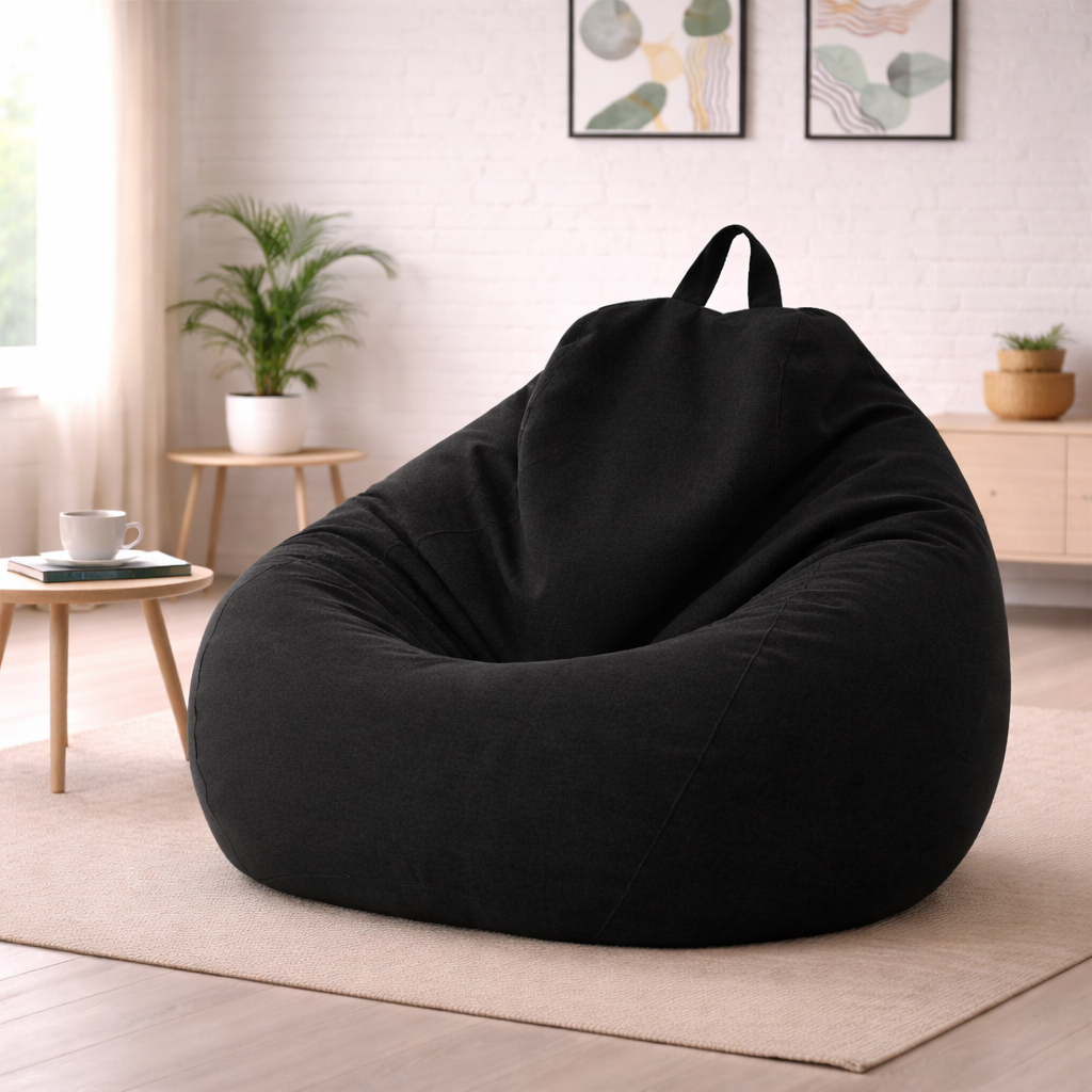 Removable Linen-Look Slipcover for Unfilled Bean Bag Floor Lounger