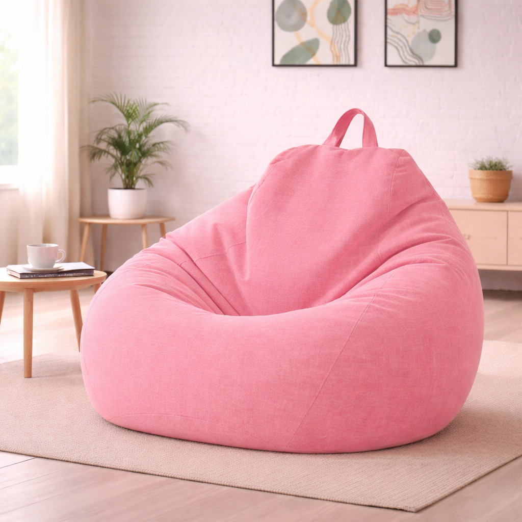 Removable Linen-Look Slipcover for Unfilled Bean Bag Floor Lounger