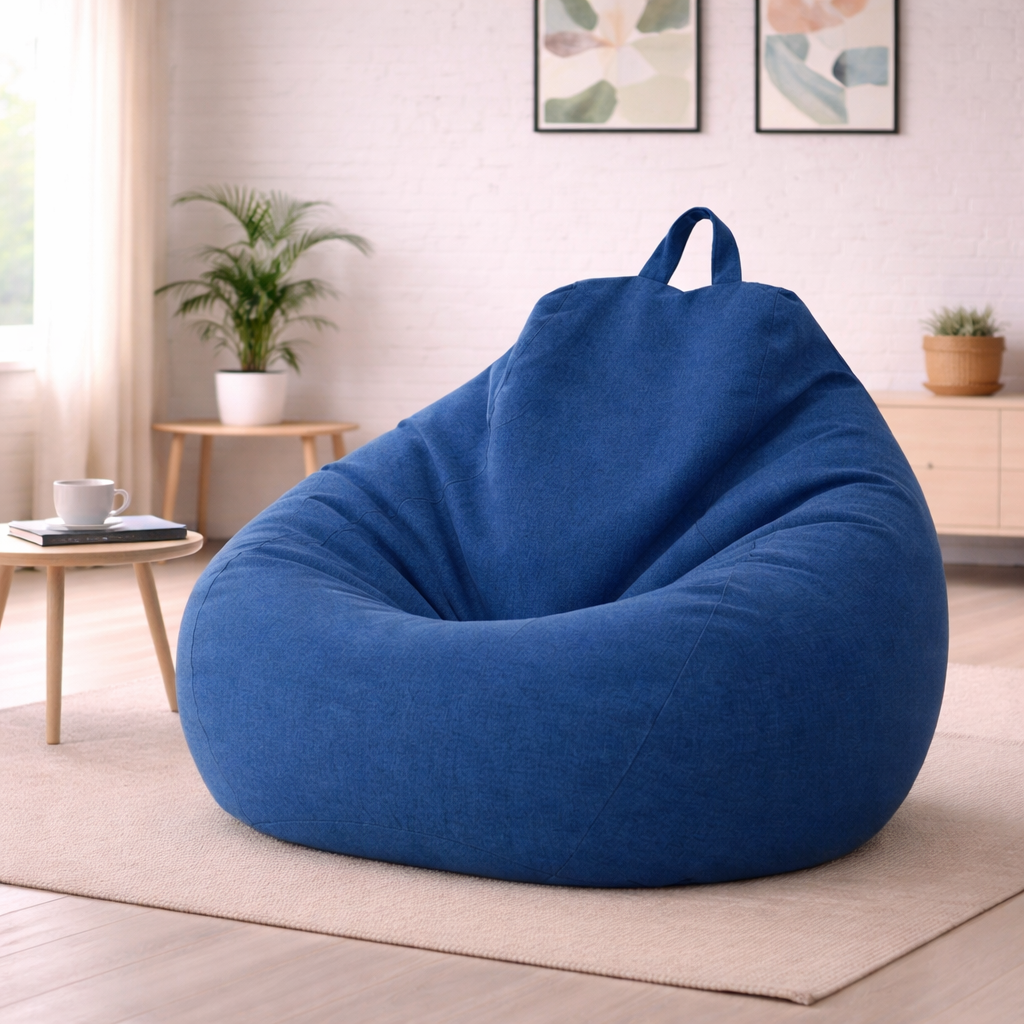 Removable Linen-Look Slipcover for Unfilled Bean Bag Floor Lounger