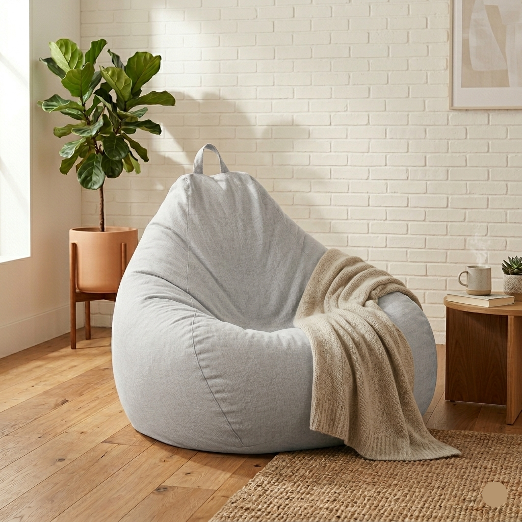 Removable Linen-Look Slipcover for Unfilled Bean Bag Floor Lounger