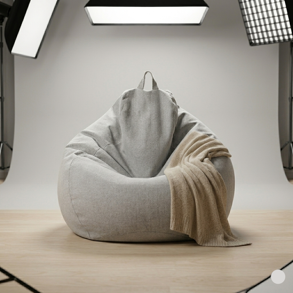 Removable Linen-Look Slipcover for Unfilled Bean Bag Floor Lounger