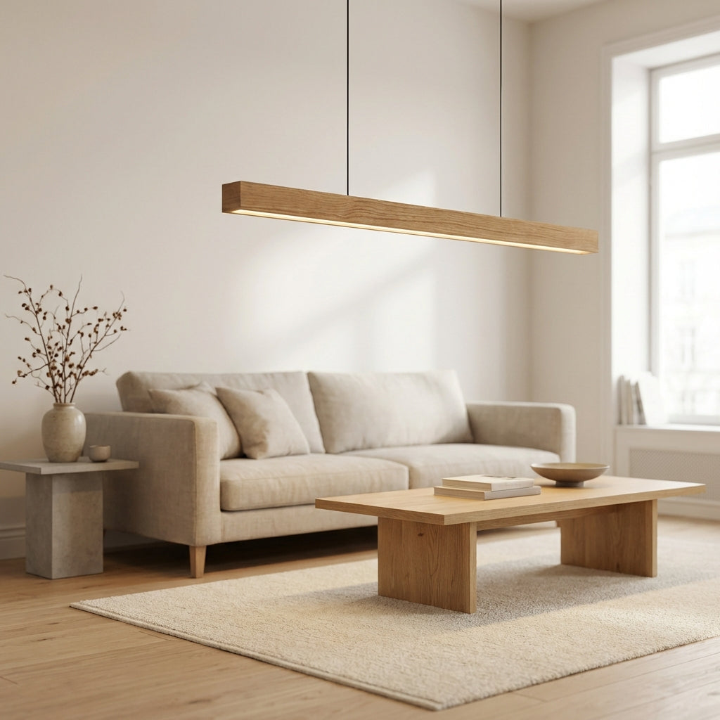 Linor Solid Wood Pendant Light for Long Kitchen Surfaces and Tables