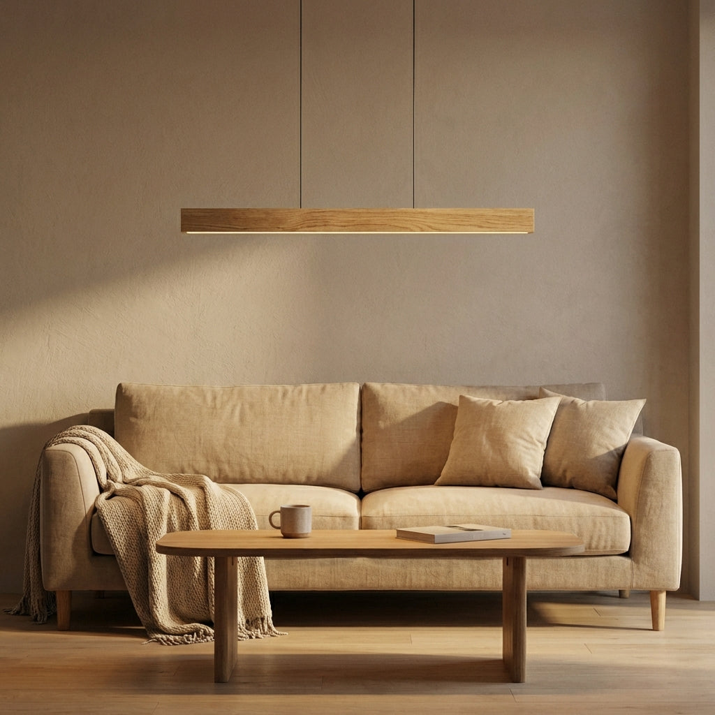 Linor Solid Wood Pendant Light for Long Kitchen Surfaces and Tables