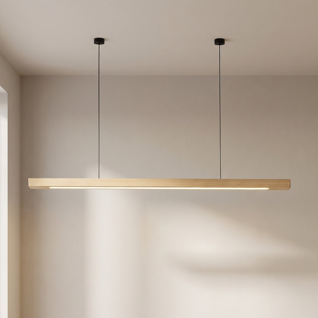 Linor Solid Wood Pendant Light for Long Kitchen Surfaces and Tables