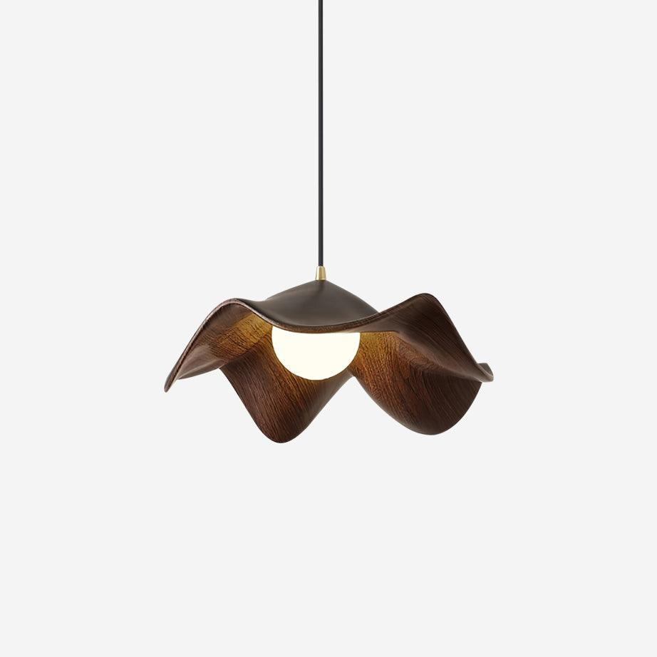 Lotusblad Pendel med Træfinish Justerbar Køkkenloftslampe