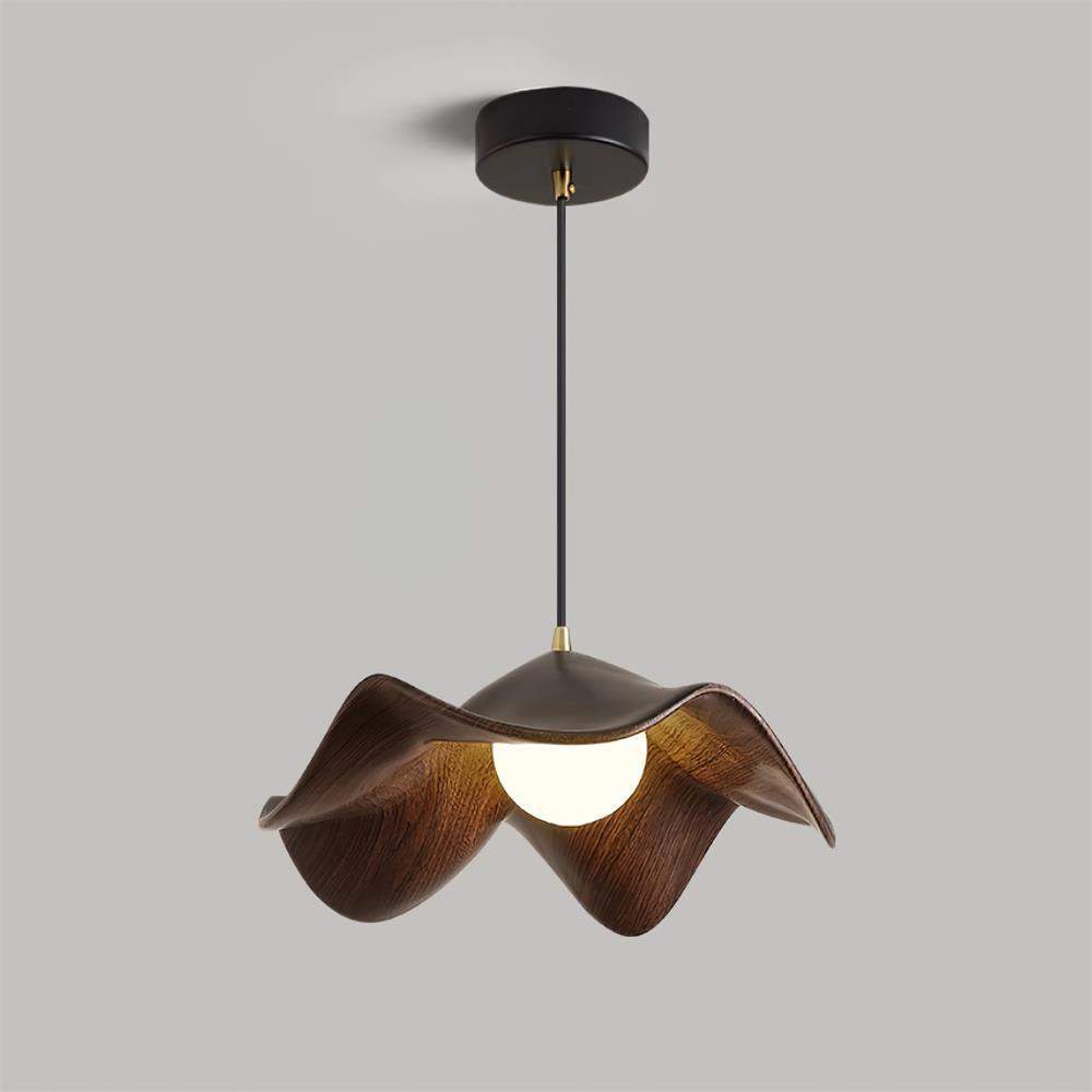 Lotusblad Pendel med Træfinish Justerbar Køkkenloftslampe