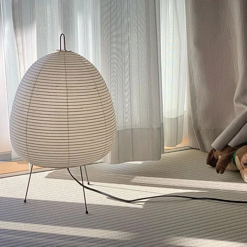 Minimalist Zen Table Lamp — Handformed Rice Paper Shade