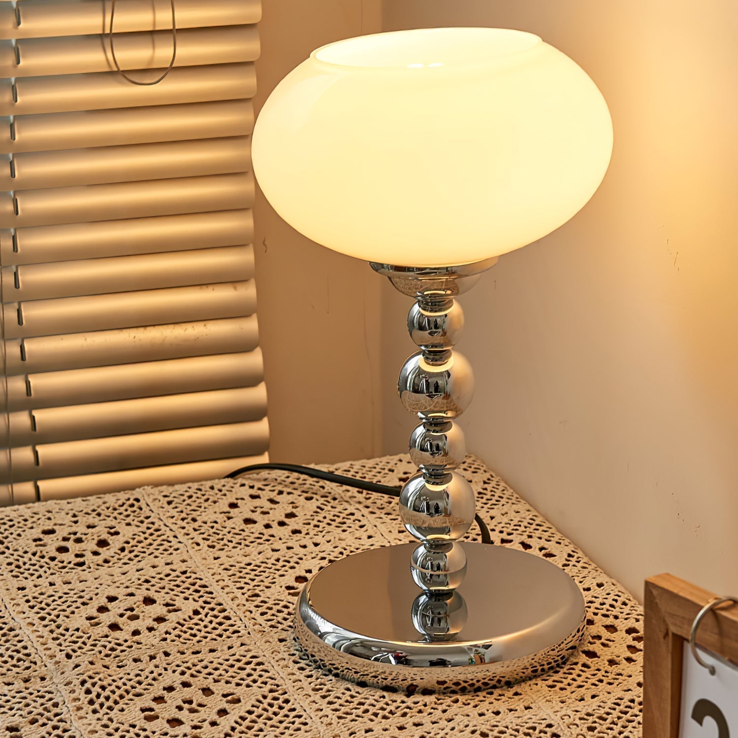 Astrelle Retro Space Age Table Lamp Chrome Orange Glass