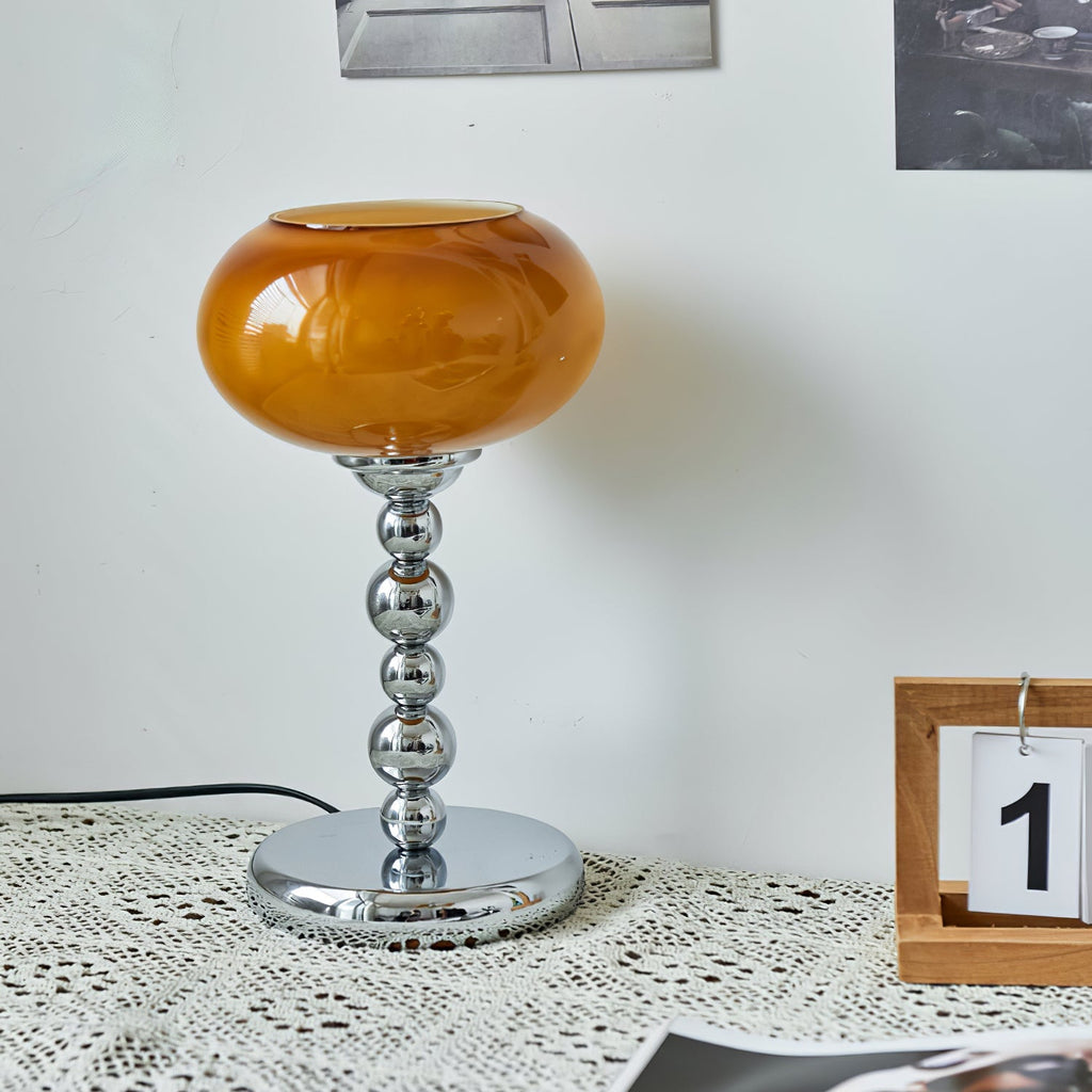 Astrelle Retro Space Age Table Lamp Chrome Orange Glass