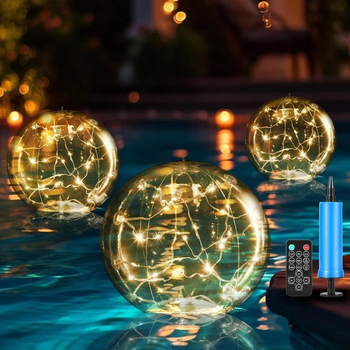 Luminous Oasis drijvende solarlampen voor het zwembad — waterdicht ontwerp met kleurverandering