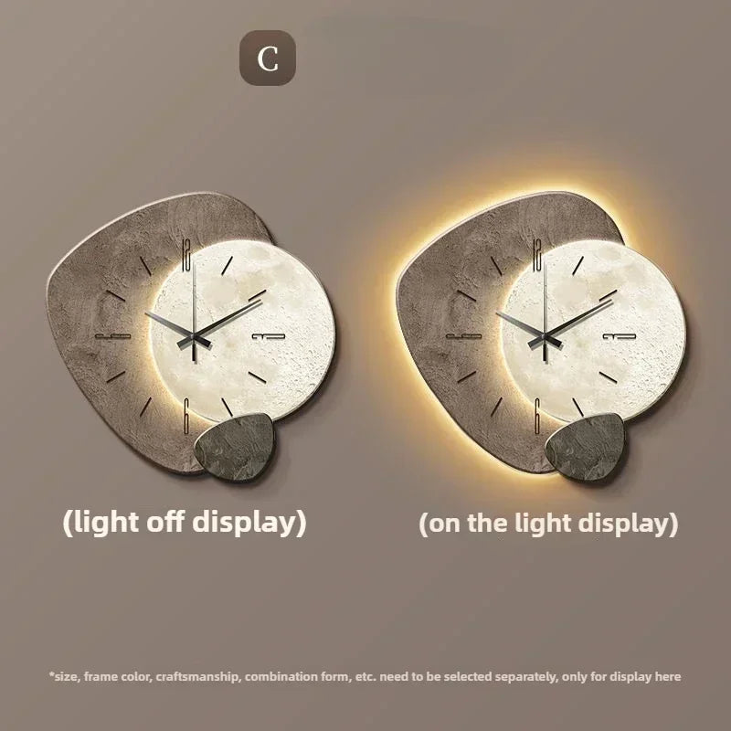 LumoClock | Large Modern Wall Clock | Silent Quartz & LED Light | Meowbutter