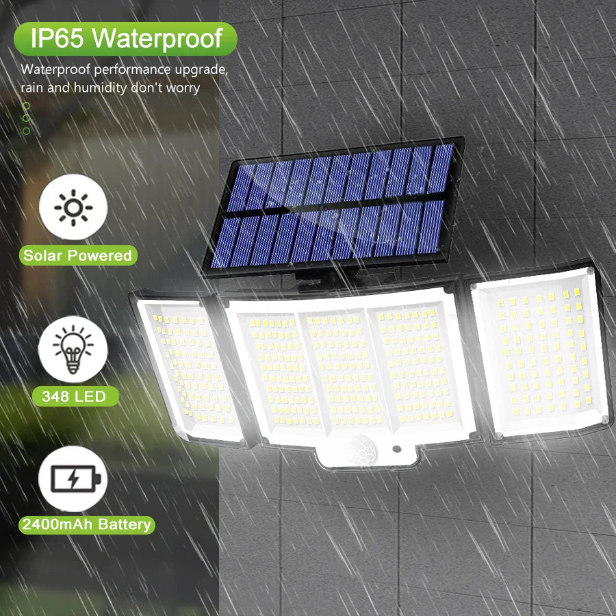 LumoGuard IP65 solarwandlampen voor buiten — ingebouwde bewegingssensor, drie standen