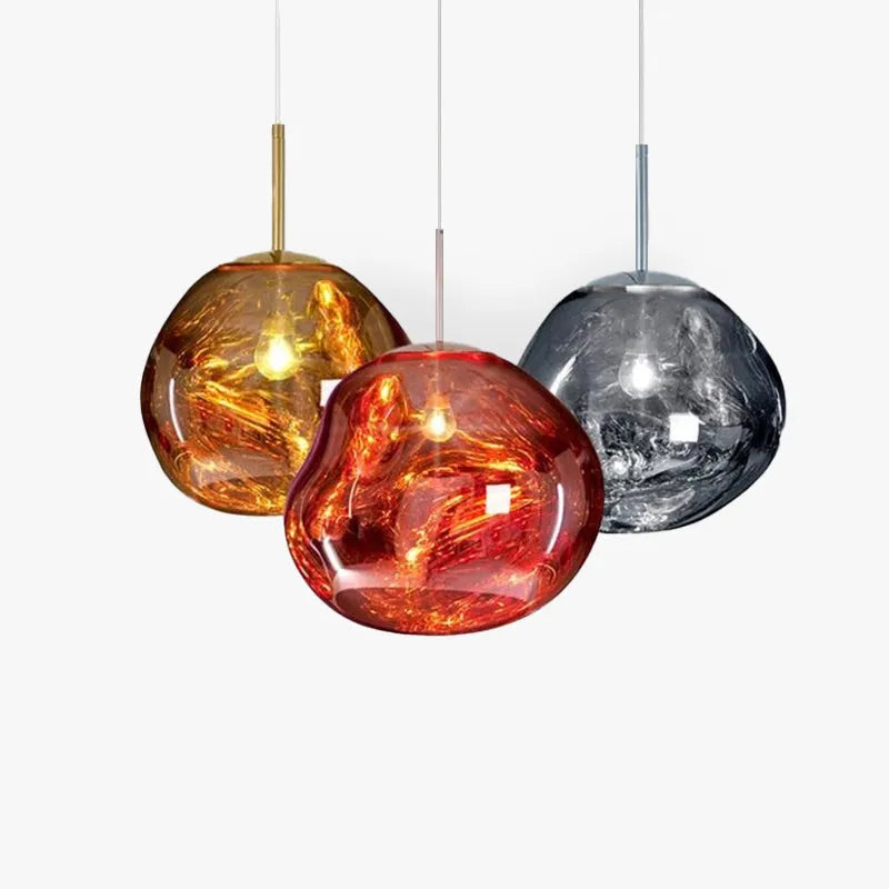 Metal And Acrylic Pendant Lamp With Organic Orb Shape Ambient Indoor Light