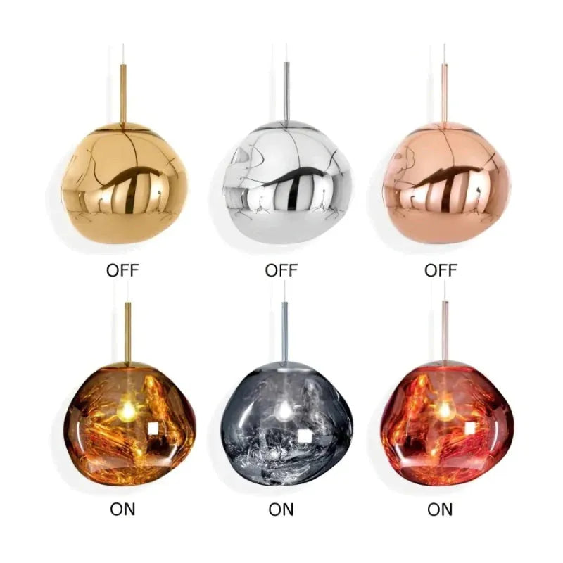 Metal And Acrylic Pendant Lamp With Organic Orb Shape Ambient Indoor Light
