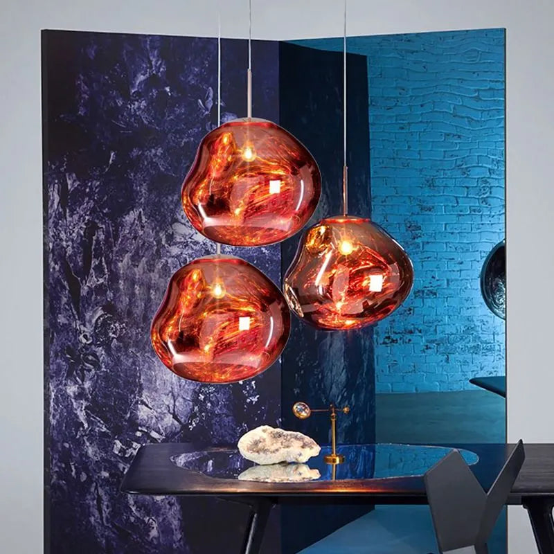 Metal And Acrylic Pendant Lamp With Organic Orb Shape Ambient Indoor Light