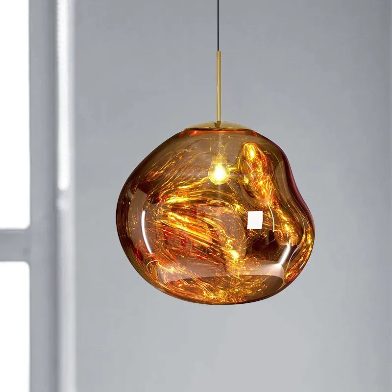 Metal And Acrylic Pendant Lamp With Organic Orb Shape Ambient Indoor Light
