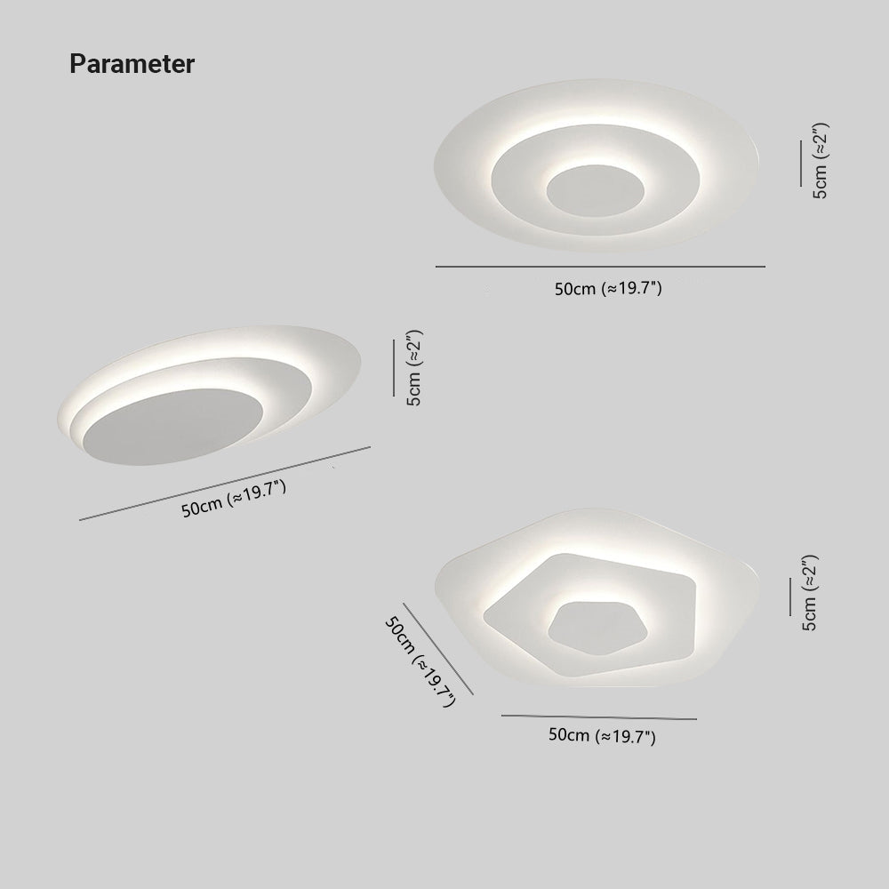 Organic Curvilinear Acrylic And Metal Ceiling Lamp With Dimmable LED Color Temperature