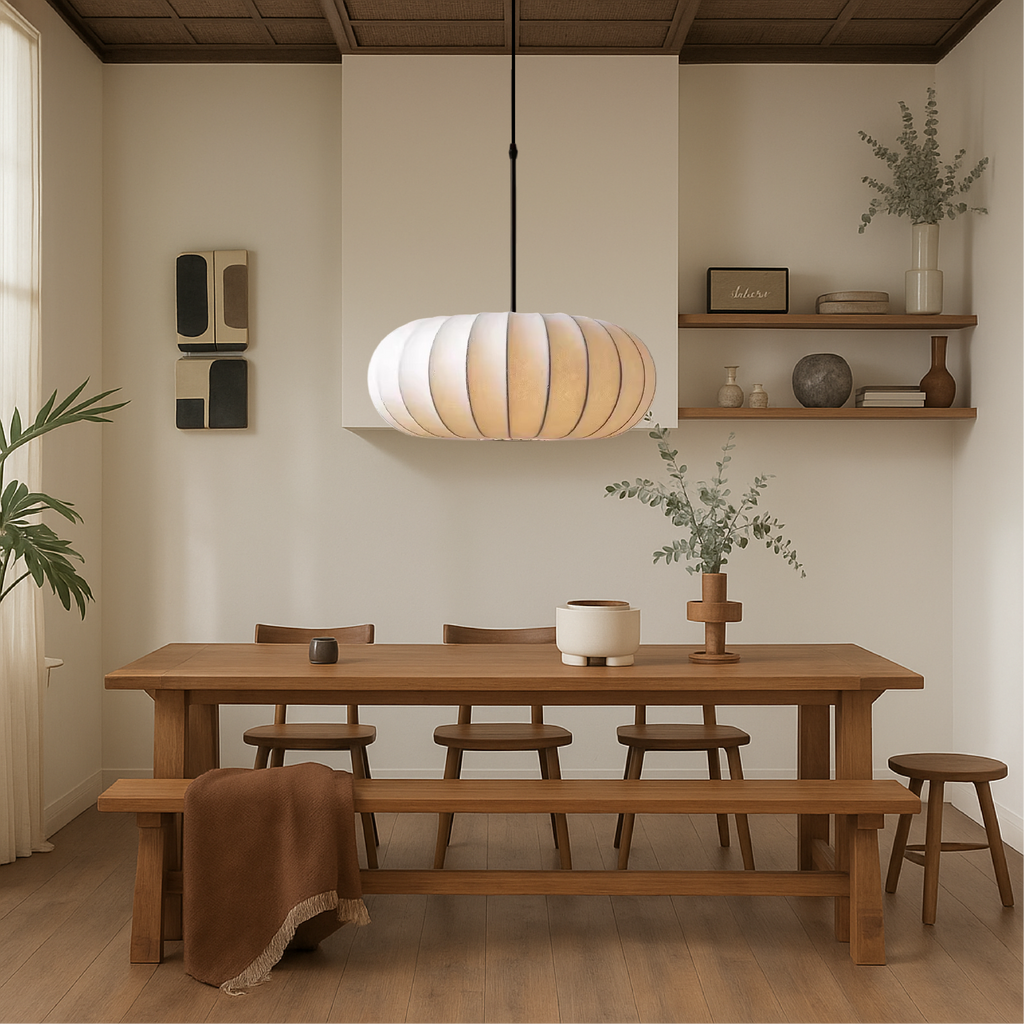 Lurvik Indoor Pendant Light With Fabric Lampshade For Dining Areas