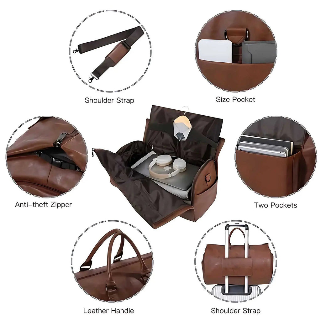 Geantă de voiaj Luxe din piele — interior încăpător, mânere confortabile pentru transport