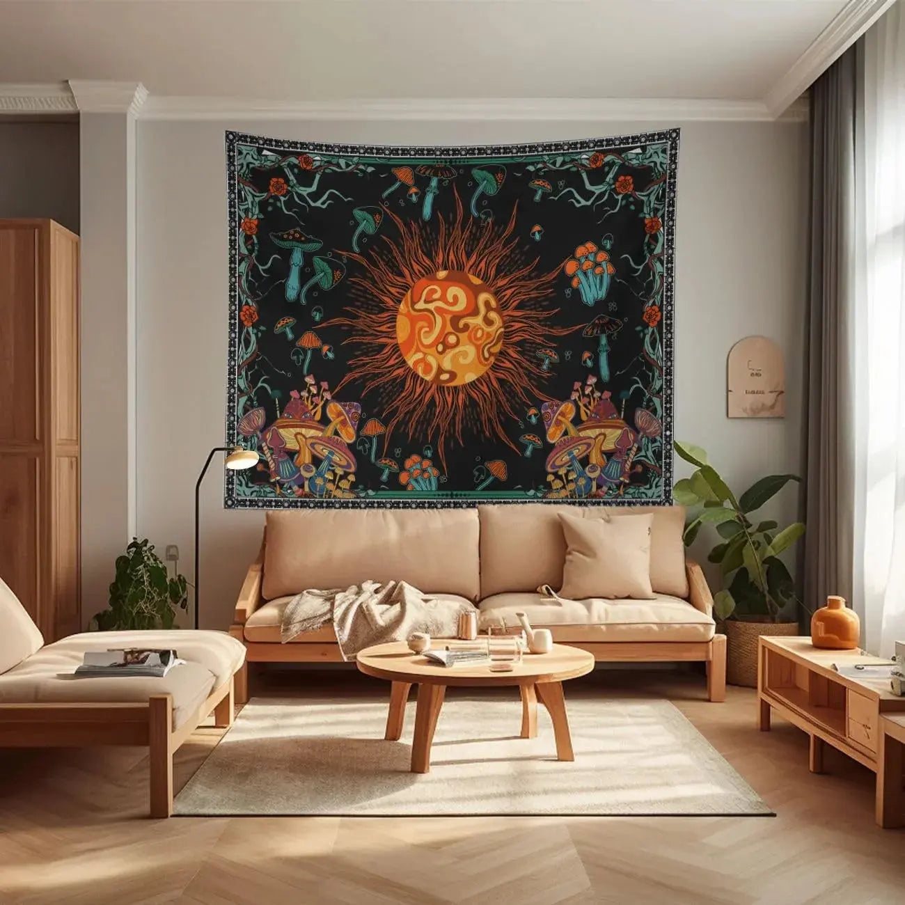 Embroidered Star And Moon Boho Wall Tapestry